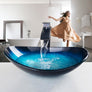 Ensemble robinetterie vasque en verre bleu nuit - L'Atelier Imbert