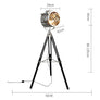 Lampadaire trépied projecteur métal et en bois argenté et doré - L'Atelier Imbert