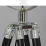 Lampadaire trépied projecteur métal et en bois argenté et doré - L'Atelier Imbert