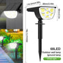 Projecteur solaire LED extérieur 72/68 LED – IP65 – 3 modes d’éclairage