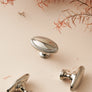 Bouton de meuble Ovale Perlé – Nickel brillant
